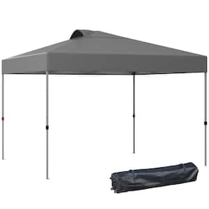 10 ft. W x 10 ft. L Outdoor Pop Up Canopy, Adjust Height Instant Sun Shelter with Top Vents and Wheeled Carry Bag, Gray