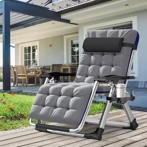 Textilene Zero Gravity Chair with Detachable Velvet Pad, Cup Holder, Headrest Folding Portable Recliner Patio Lounger