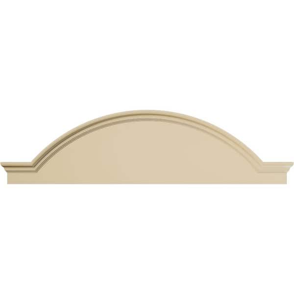 74-in W x 19-1/2-in H x 2-1/2-in P Segment Arch W/Flankers Smooth Signature Urethane Pediment, Primed Tan