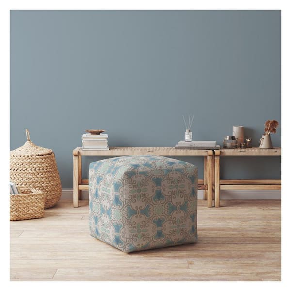 New - 17 Green Upholstered Square Modular Furniture Ottoman