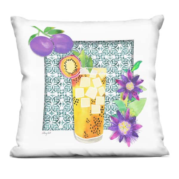 Stupell Industries Mediterranean Fruit Cocktail Purple Abstract Polyester 18 in. x 18 in. Throw Pillow