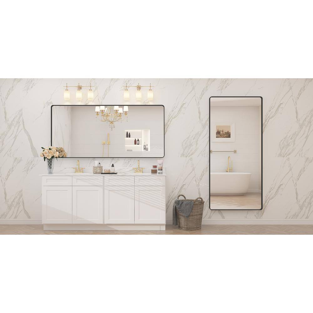 60x28 Matte Black Aluminum Framed Rectangular Vanity Mirror
