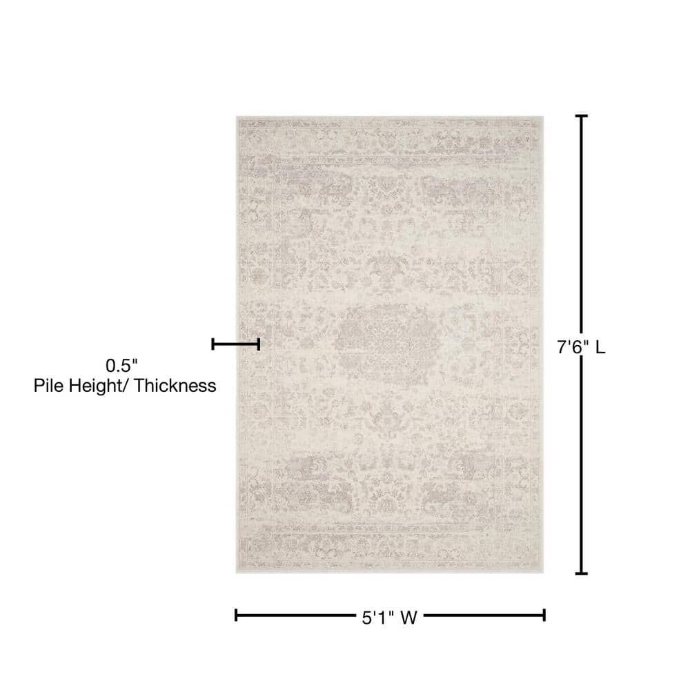 Carnegie Cream and Light Grey Synthetic Rectangular Area Rug
