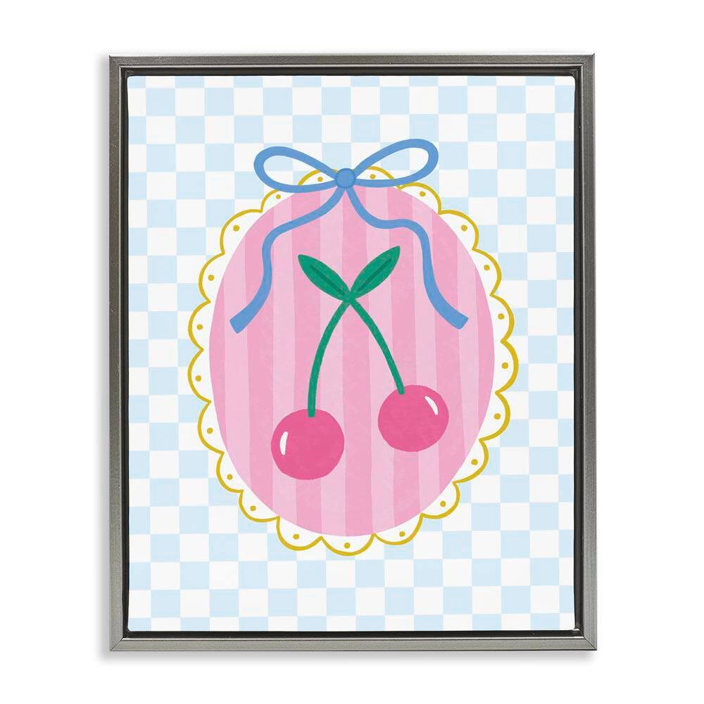 Sweet Cherries on Checkered by Nina Seven Gray Floater Frame Food Graphic Art Print 21 in. x 17 in. price history on PriceWatchPro
