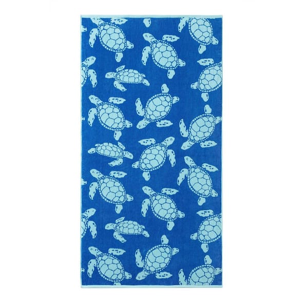 Fish 2-Piece Cobalt/Marine Blue Cotton Blend Beach Towel Set