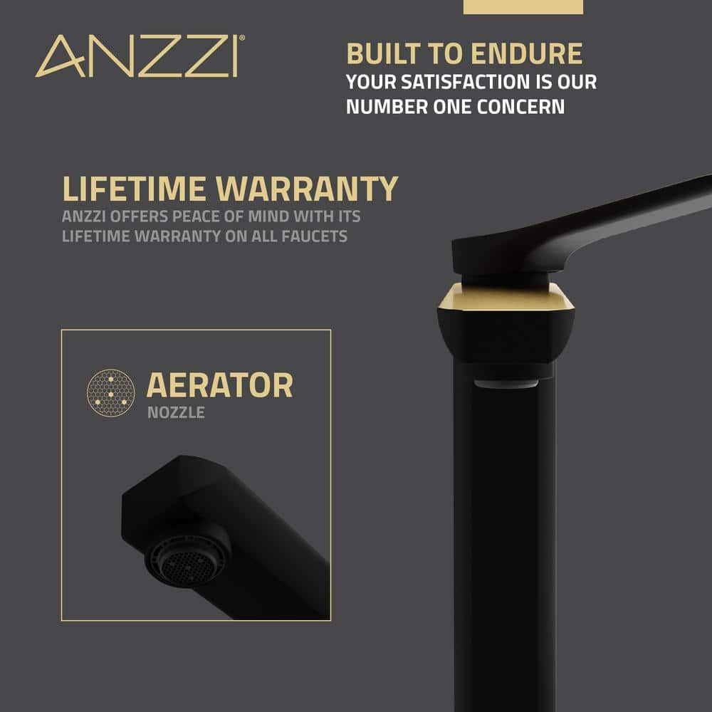 Matte Black and Brushed Gold Single Handle Bathroom Faucet