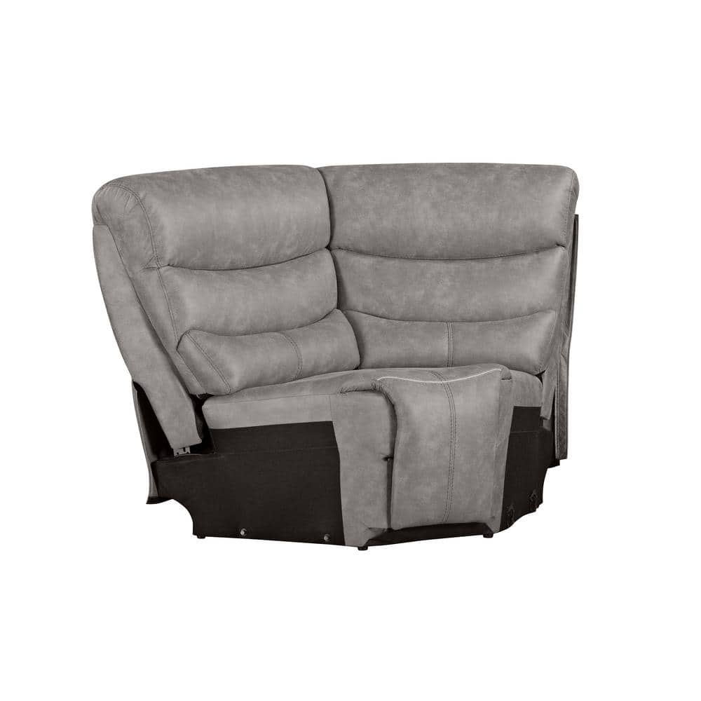 Kamari Gray Fabric Three-Piece Sectional with Round Arm and Cup Holder