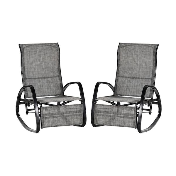 JAYDEN CREATION Bhrhut Metal Patio Smoke Adjustable Rocking Reclinerfor Beach Yard Outdoor Pool Sunbathing (Set of 2)