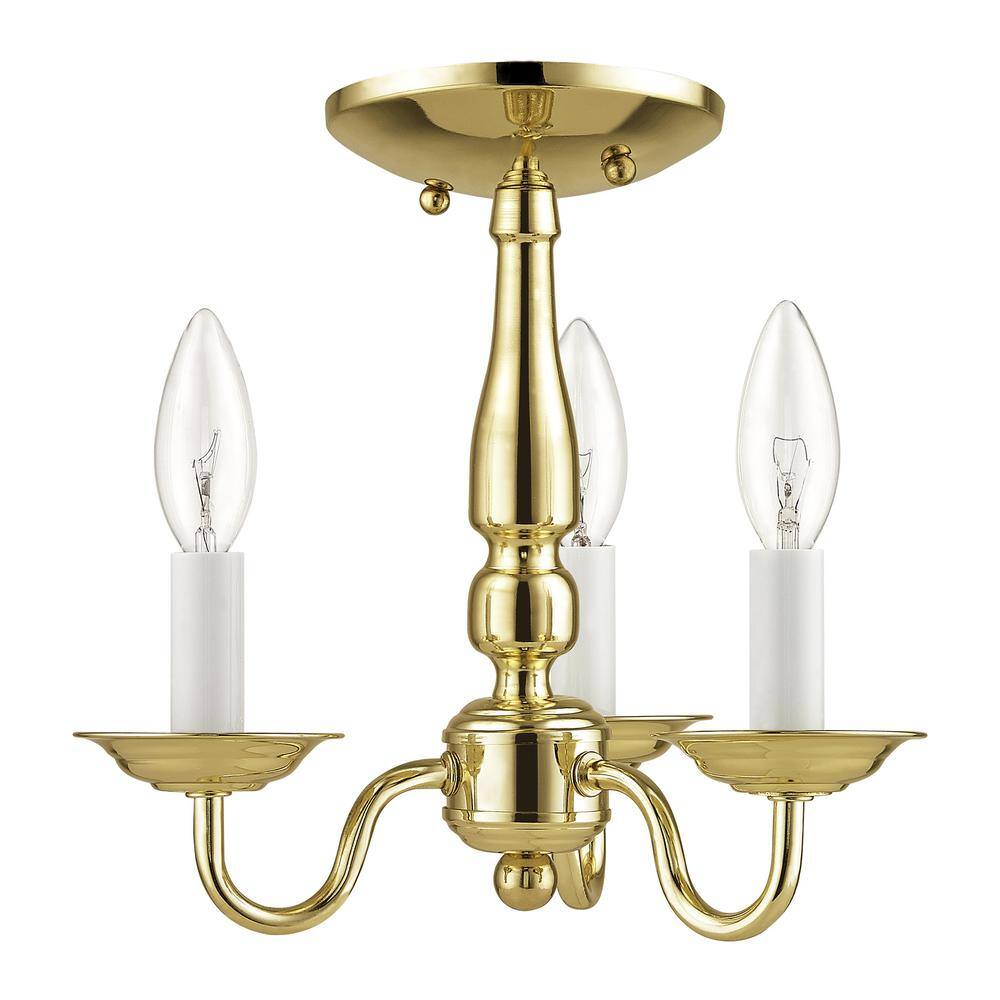 Williamsburgh 3-Light Polished Brass Mini Chandelier for Indoor/Outdoor