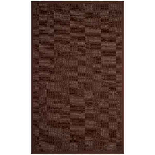 Natural Fiber Chocolate/Dark Brown 6 ft. x 9 ft. Border Area Rug