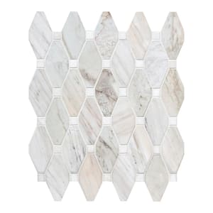 Angora Elongated Octagon 11.81 in. x 13.4 in. Polished Marble Floor and Wall Tile (1.01 sq. ft./Each)