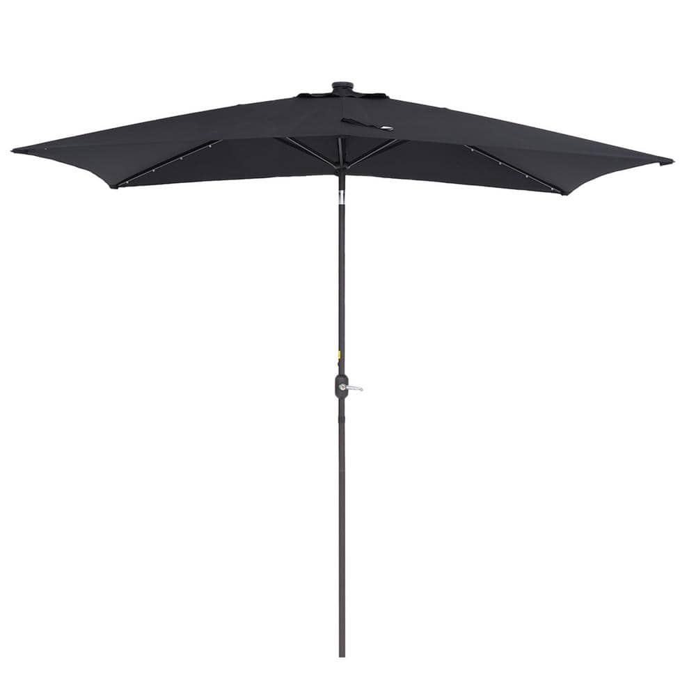 6.5 ft. x 10 ft. Steel Market Patio Umbrellas with Solar Lights and Tilt Bu