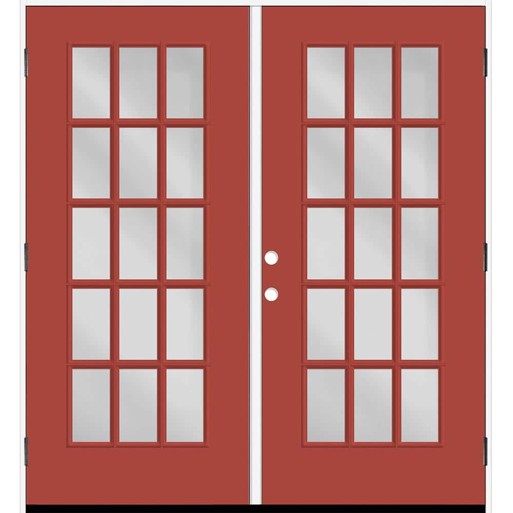 Reliant 72 in. x 80 in. FullLite 15L-SDL ClearGlass LHOS M. Red Finish Fiberglass Double Prehung Front Door w/6in. Jamb price history on PriceWatchPro