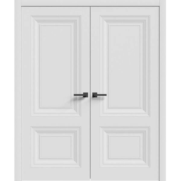 7772 84 in. x 80 in. Sold Core White Color Wood Interior Door Kit with Quick Assemble Jamb