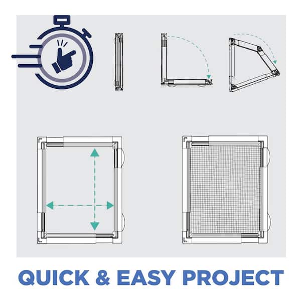 FITFrame 22.3 in. x 22.3 in. (Adjustable Up to 38 in. x 38 in.) White Metal Window Frame and Screen Mesh Replacement Kit