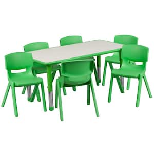 Green 7-Piece Table and Chair Set