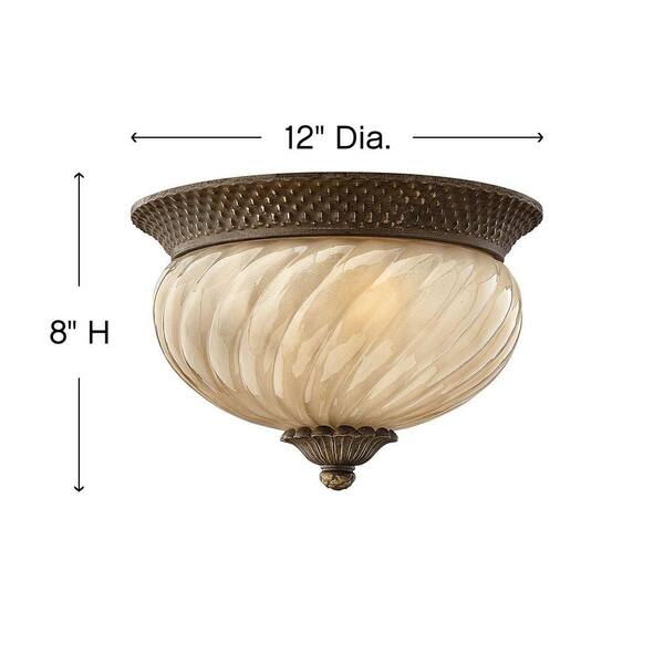HINKLEY - Plantation 2-Light Pearl Bronze Outdoor Flush Mount Light
