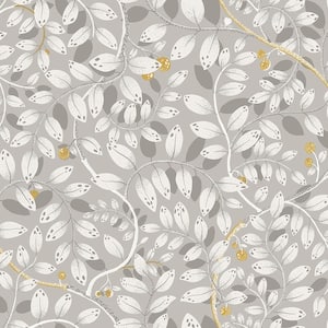 Kirke Grey Leafy Vines Wallpaper Sample