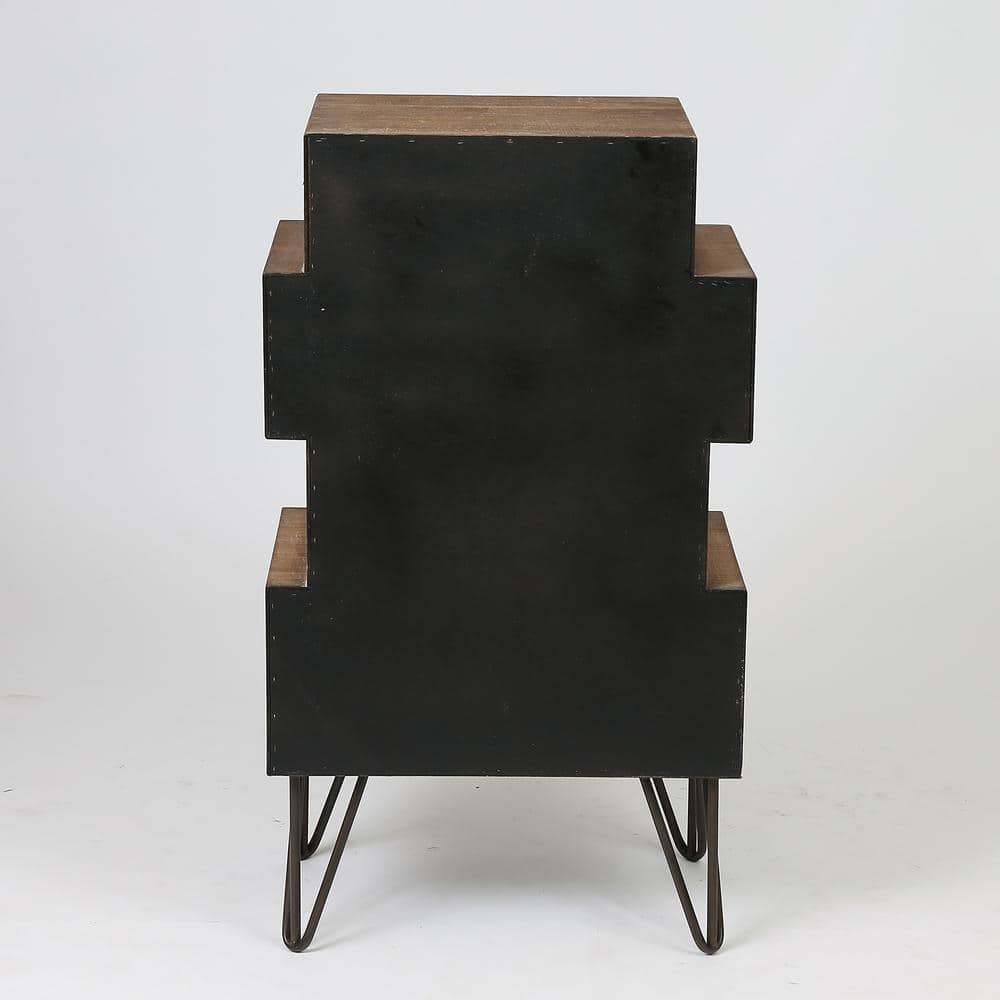 Mid-Century Brown 4-Drawer Wood Accent Chest with Metal Legs
