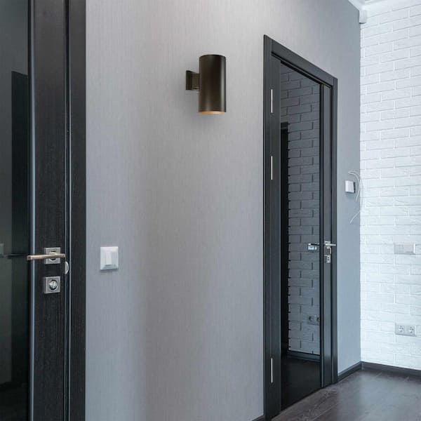Medium 1-Light Antique Bronze Aluminum Integrated LED Indoor/Outdoor Wall Mount Cylinder Light/Wall Sconce