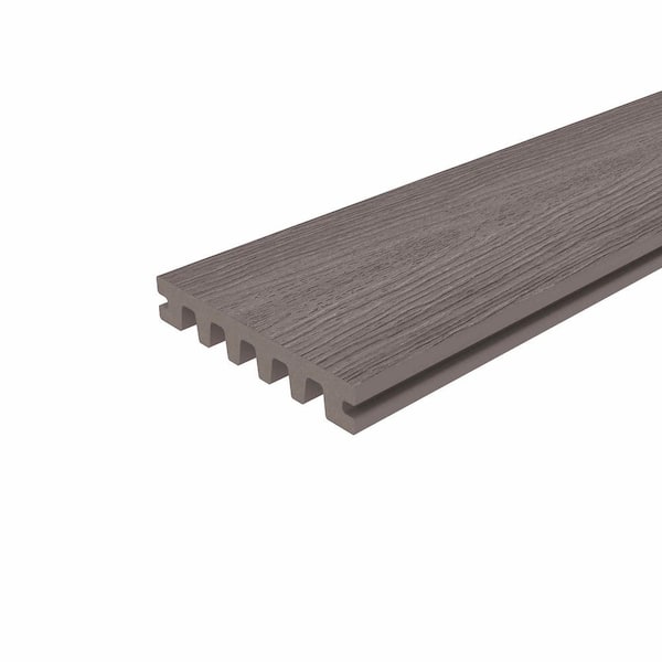 NewTechWood Monarch Series 0.98 in. x 5.5 in. x 1 ft. Empress Grooved Castle Gray Composite Decking Board Sample