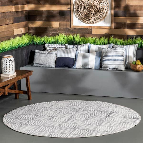 Cami Modern Machine Washable Indoor/Outdoor Area Rug Gray 6 ft. x 6 ft. Area Rug