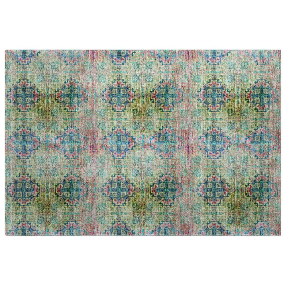 Dream Shag Premium Machine Washable Abstract ADS557 Green 2 ft. x 3 ft. Accent Rug price history on PriceWatchPro