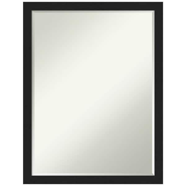 Amanti Art Grace Brushed Metallic Black Narrow 20 in. x 26 in. Petite Bevel Modern Rectangle Framed Wall Mirror in Silver