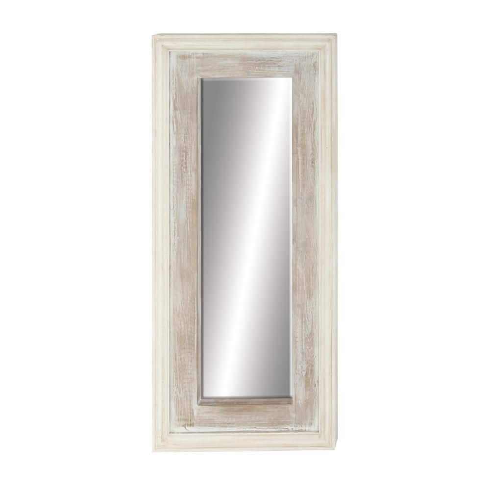 Farmhouse White Weathered Wood Full Length Wall Mirror
