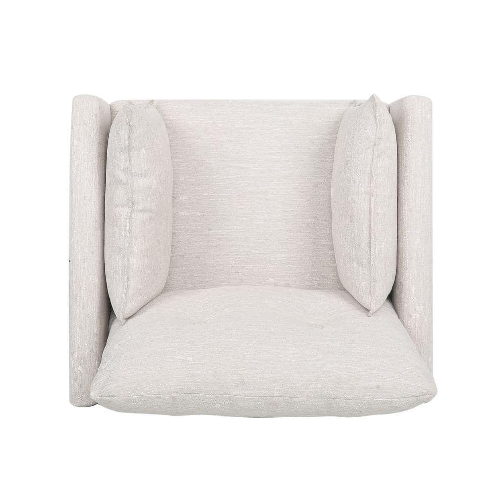 Beige and Walnut Mid-Century Modern Club Accent Chair