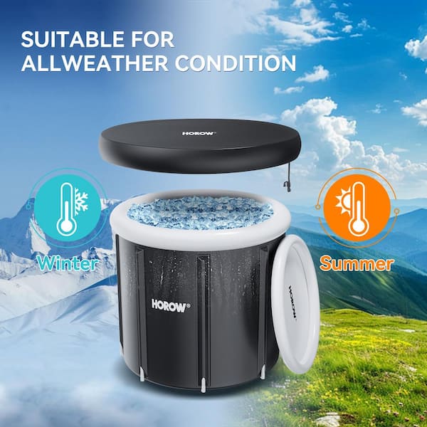 HMOCK Outdoor Ice Bathtub Cover For Cold Plunge Tub/Portable Ice Bath,Waterproof 600D Heavy Duty Outdoor Portable Bathtub Foldable