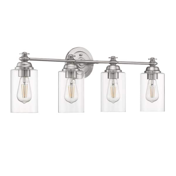 CRAFTMADE Dardyn 29.5 in. 4 Light Brushed Polished Nickel Finish Vanity Light with Clear Glass Shade