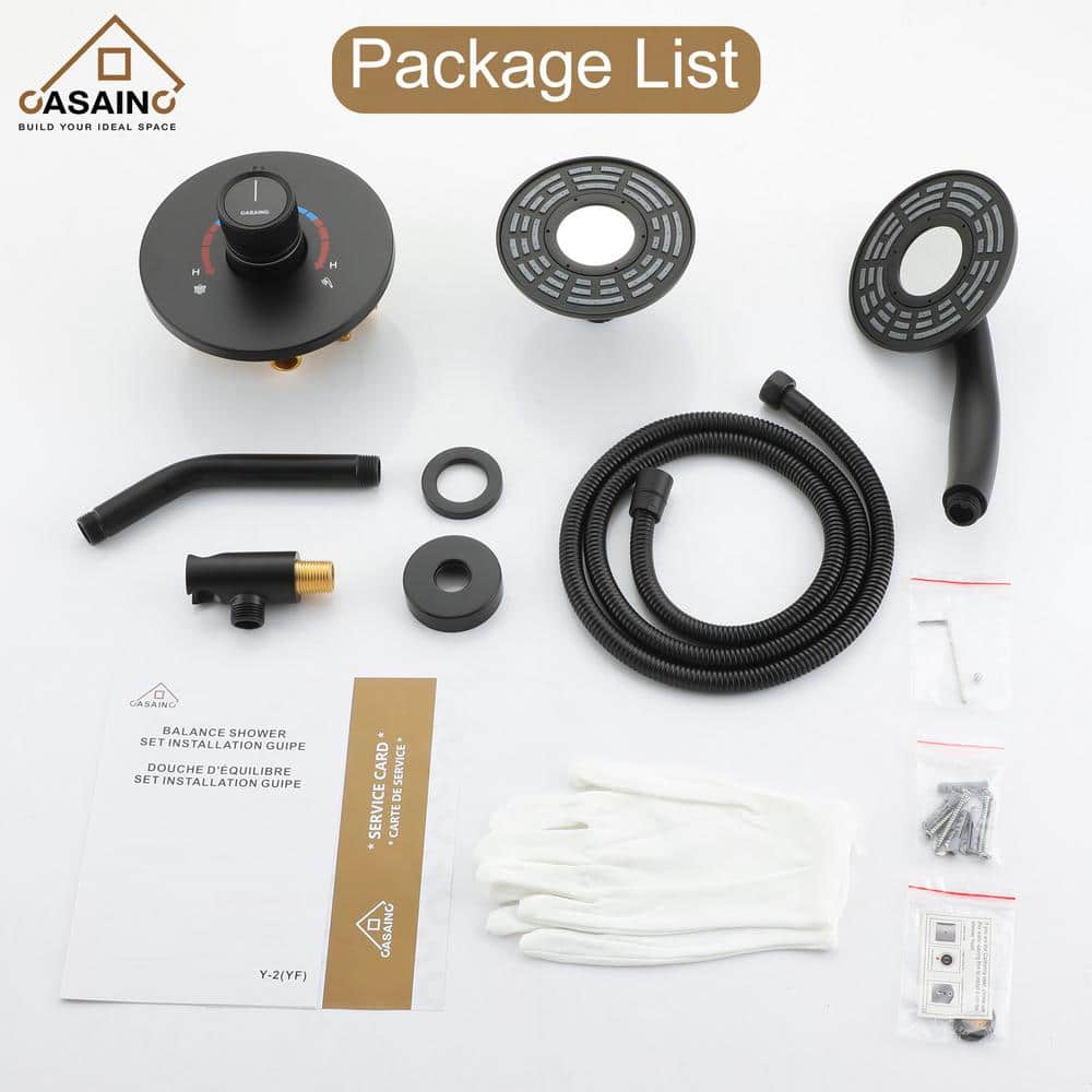 Matte Black Dual-Function Wall Mounted Shower System