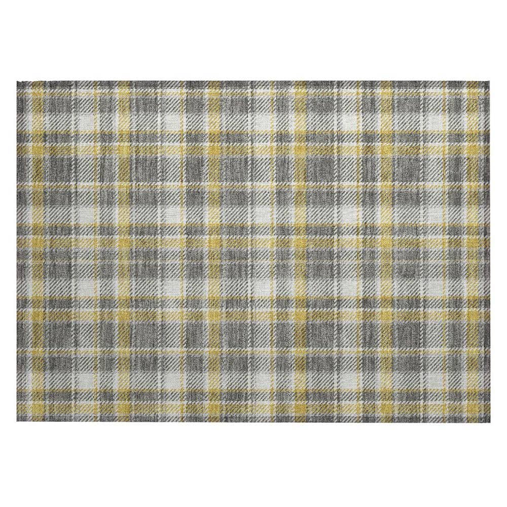 Gray Yellow and White 2 ft. x 3 ft. Woven Plaid Rectangle Indoor/Outdoor Area Rug price history on PriceWatchPro