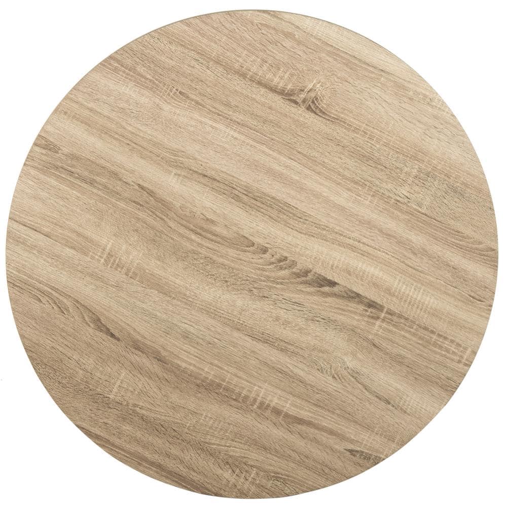 Alpine Light Brown 35" Round Wood and Metal Coffee Table