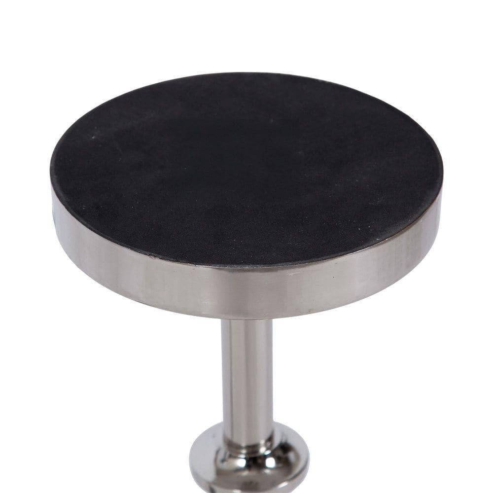 Engles 10 in. Silver/White Round Marble End Table - thumbnail 8