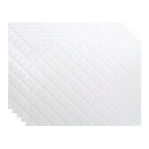 Quilted 18.25 in. x 24.25 in. Vinyl Backsplash Panel in Gloss White (5-Pack)