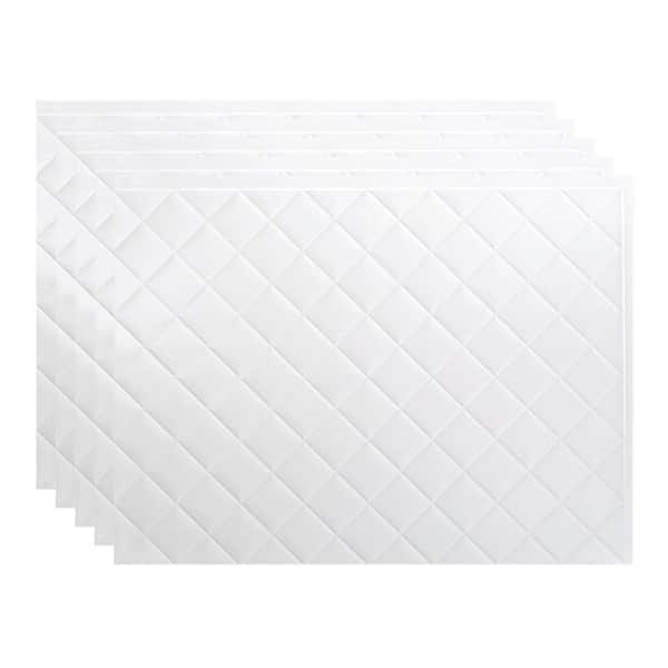 Quilted 18.25 in. x 24.25 in. Vinyl Backsplash Panel in Gloss White (5-Pack)