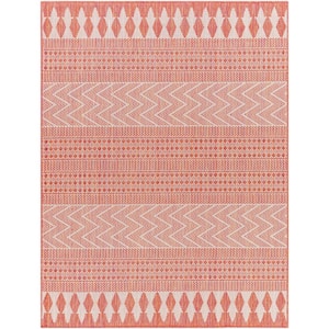 Long Beach Taupe/Brown Tribal 7 ft. x 9 ft. Indoor Outdoor Area Rug