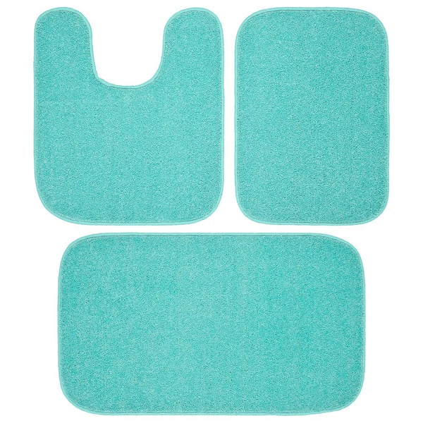 Garland Rug Gramercy Sea Foam Green Solid Plush Rectangle 3-Piece (No Lid) Bath Rug Set