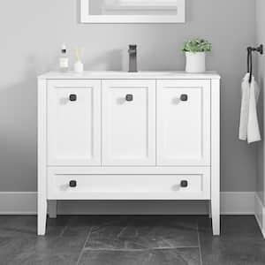 Andora 40 in. W x 18 in. D x 34 in. H Single Sink Bath Vanity in White with White Ceramic Top