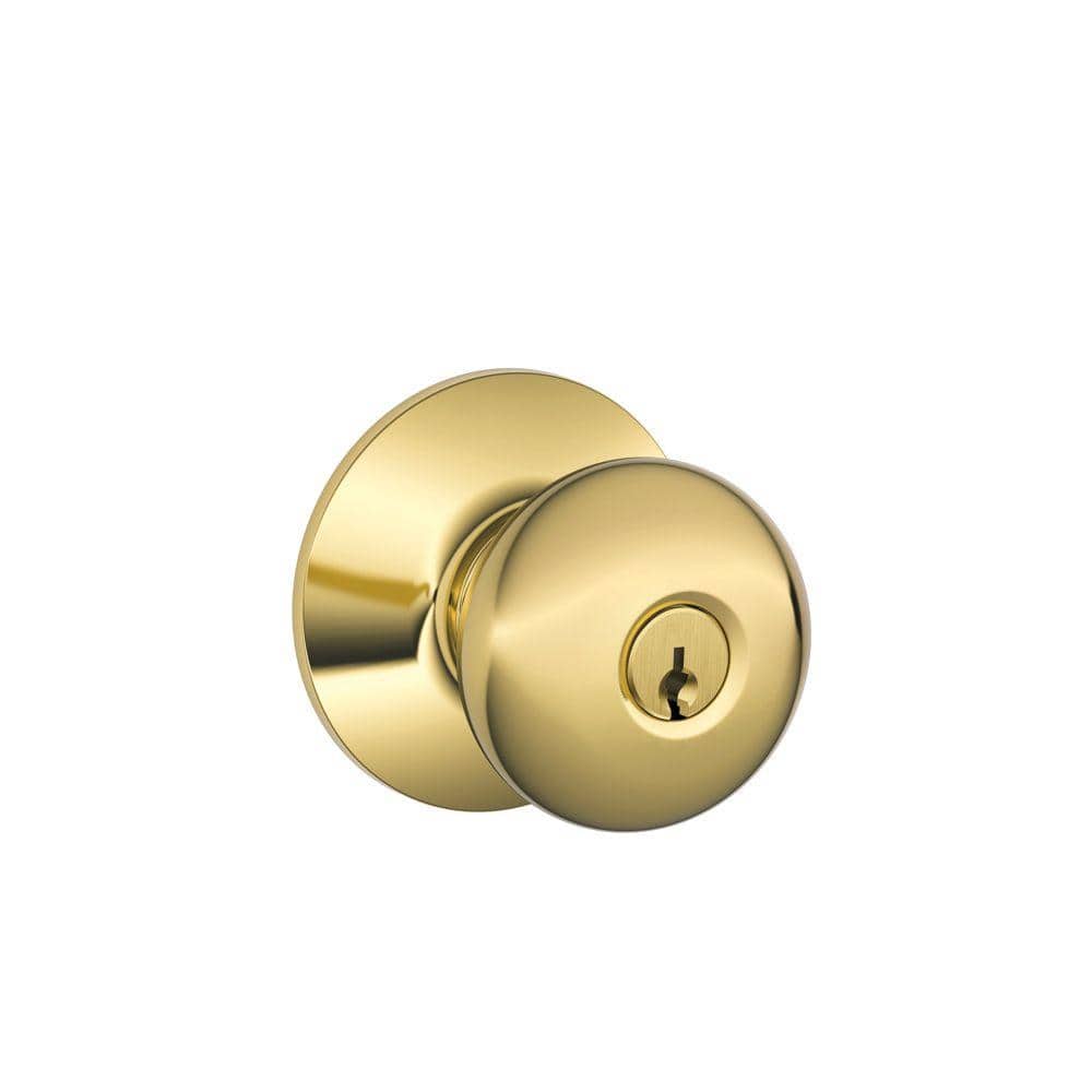 Schlage Plymouth Bright Brass Keyed Entry Door Knob F51 V PLY 505 605 The  Home Depot