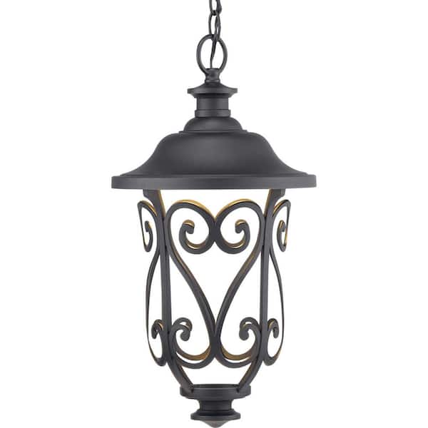 Progress Lighting Leawood LED Collection 1-Light Textured Black Modern Outdoor Hanging Lantern Light