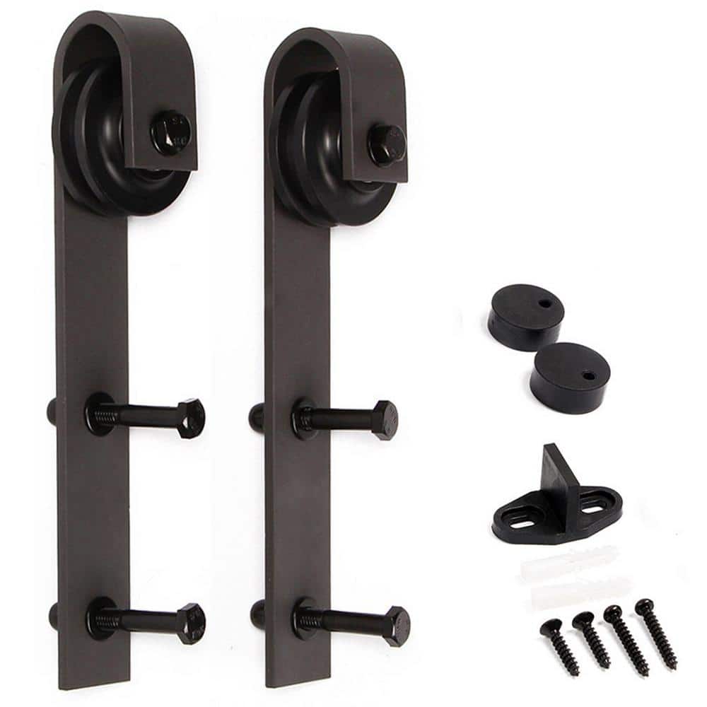 Dark Walnut Pine Wood Sliding Barn Door with Hardware Kit