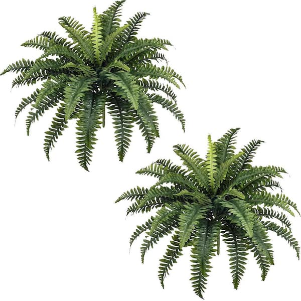 Afoxsos 25.00 in H Green Artificial Fern Plants, 2 Bundles with 39 Fronds for Outdoor and Indoor Decor