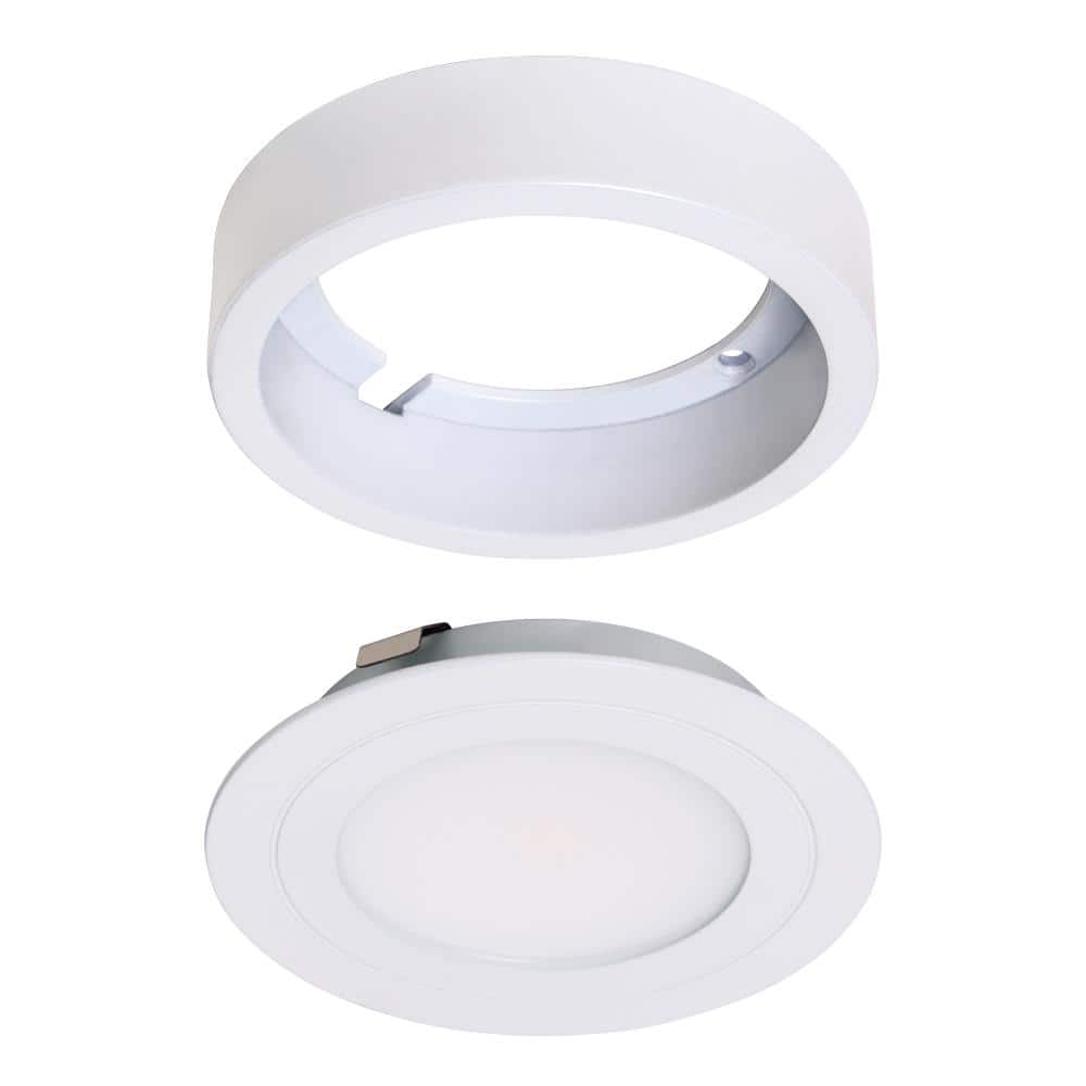White Satin Dimmable LED Puck Light with Metal Finish
