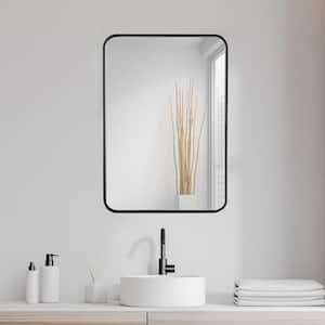 July 22 in. x 30 in. Modern Rectangle Aluminum Alloy Framed Black Decorative Mirror
