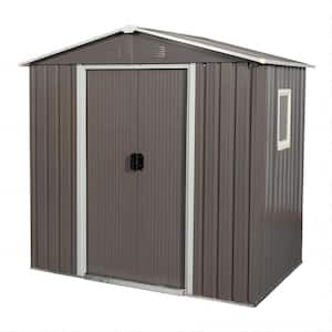 6 ft. x 5 ft. Outdoor Gray Metal Shed Storage with Metal Floor Base and Window (30 sq. ft.)