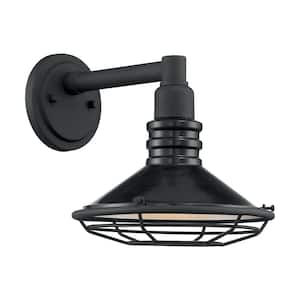Blue Harbor Gloss Black/Silver Outdoor Hardwired Wall Lantern Sconce with No Bulbs Included