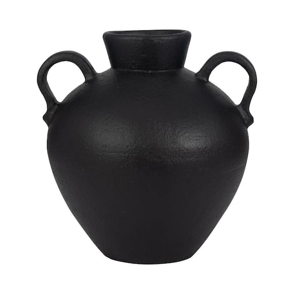 Liv & Skye 17 in. Black Terra Cotta Amphora Organic Decorative Vase
